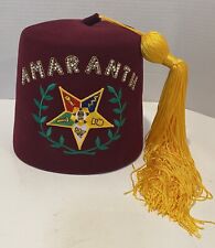 Shriner’s Vintage Red Felt Amaranth Fez With Emblem and Gold Tassle picture