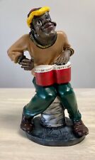 Vintage Reggae Musician Bongo Player Hand Sculpted Clay Statue Signed picture