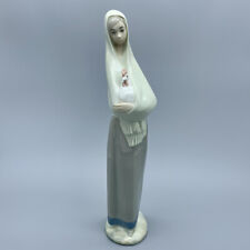 VTG Spanish Porcelain Figurine Peasant Girl Holding Rooster Hand Made In Spain picture