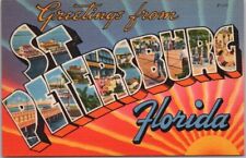 c1940s ST. PETERSBURG Florida Large Letter Postcard Webb's Linen / Unused picture