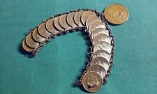 Vintage Mexican Mexico Original Authentic 1930's-40's Real Coin Link Bracelet picture