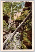 Wisconsin River WI Dells Witches Gulch Scenic Landmark WB Cancel WOB Postcard picture