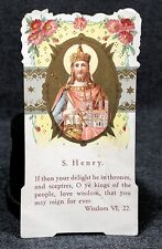 Saint Henry Antique Religious Prayer Card Crusade Holy Shrines of Palestine picture