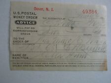 US Postal Money Order Advice 1909 Dover, New Jersey #49384 picture