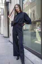 Black 1/2 Sleeve Knit Sweater with Knit Flare Pants Set picture