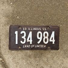 1959 Illinois License Plate Auto Tag Garage Decor Brown White 134 984 picture