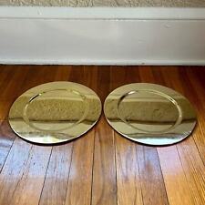Vintage Brass Plated Charger Plates set of 2 picture