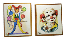 2 Wooden 3D Block Plaques Clown Jester Kacy Possum Kingdom TX Carnival Circus picture