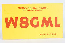 1951 Amateur Ham Radio QSL Card Mt Pleasant MI W8GML Dick Little picture