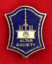 Vintage Sterling ALTAR  SOCIETY Pin Blue Enamel Holy Catholic Religious Pin TINY picture