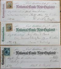 East Haddam, CT, National Bank of New England 1870s Bank Checks, Four Different picture