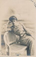 Young Woman Brandes Sitting On Bench Real Photo Postcard rppc - udb - 1903 picture
