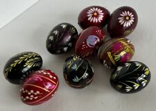 9 Hand Painted/Decorated Wooden Easter Eggs picture