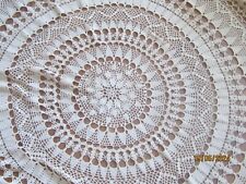 Vtg Handmade Crochet Lace Tablecloth OVAL 65