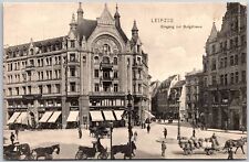 Leipzig Eingang Zur Burgtiasse Germany Horse Carriage Business District Postcard picture