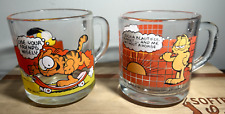 Set of 2 Vtg Clear McDonalds Garfield Mugs 1978 - Jim Davis picture