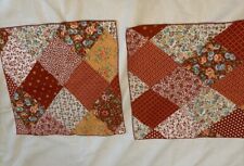 2 Vintage Cloth Fabric Napkins Browns Floral Plaid Patchwork 70's Retro 14x14