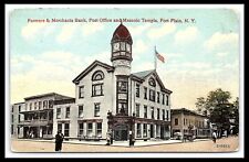 Fort Plain NY Postcard Farmers & Merchants Bank Post Office Masonic Temple pc228 picture