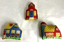 Vintage AVON  1980's Calico Village Magnets Set of 3- Barn, House, School RARE picture