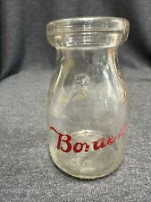 Vintage Borden's Dairy One Half Pint Glass Milk Jar Bottle  Red Embossed picture