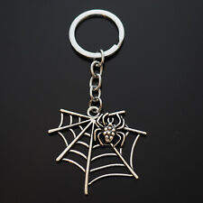 Spider Web Silver Charm Keychain Key Chain Gift Scary Spooky Halloween Party picture