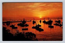 Monterey CA-California, Scenic Harbor Sunrise, Antique Souvenir Vintage Postcard picture