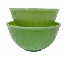 Fire King Jadeite Swirl Mixing Bowl Set of 2 in Size 7” & 8” picture