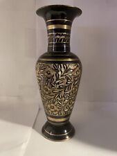 Vase, Etched Black And Gold, Made From A Metal picture