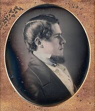 Profile View Bearded Man Tinted Tie + Vest Artistic 1/6 Plate Daguerreotype T366 picture