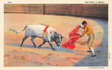 Postcard Bull Fight in Mexico Matador Garner's Studio Linen picture