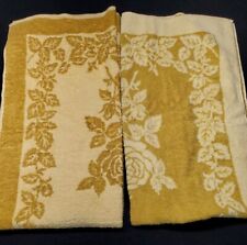 Vintage DUNDEE MCM Gold Floral Roses BATHTOWELS (7) AND WASHCLOTH (4) SET USA picture