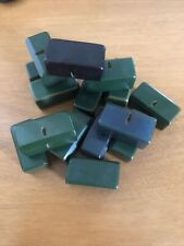 Lot 15 Vintage Chunky Bakelite Toggle Buttons - 1 Is Black The Others Are Green picture