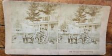 Antique Kilburn Stereoview Card Children w Dog Bull Tricycle House picture