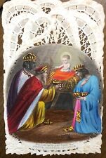 Antique 1861 A VISIT TO A CRIB Religious/SPIRITUAL CARD PRINT picture