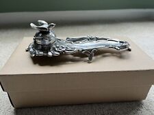 Antique Inkwell with Pen Rest Ornate Vintage with Bird Topper Art Nouveau Italy picture
