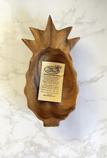 Vintage Small 9” Acacia Wood Pineapple Hand-Carved Dish Bowl MCM Tiki NEW picture