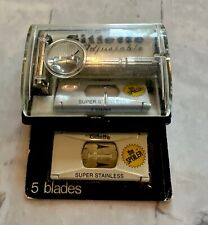 Vintage Gillette Fatboy/1958 D4/with Case & Unopened “the Spoiler” Blades/Clean picture