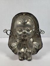 Vintage Chocolate Candy Mold Girl Tin Metal Number 17493 Antique Rare picture