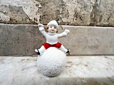 Antique Snow Baby child  sitting on snowball, German, porcelain bisque, 2.5
