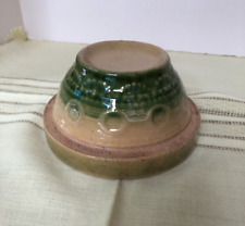 Salt Glaze Small Stoneware , Chain Link ,Green /Tan Mixing Bowl picture