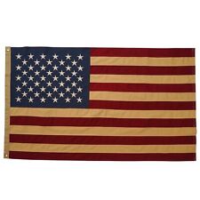 Vintage American Flag 3x5 FT, Made in USA, Tea Stained Cotton USA Flag Heavy ... picture
