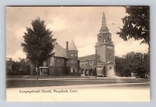 Naugatuck CT-Connecticut, Congregational Church, Vintage c1908 Postcard picture