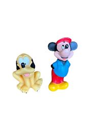 Vintage Lot Of 4 Plastic Vinyl Walt Disney Figures,Mickey Mouse Goofy Pluto Mini picture