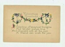 Vintage Valentine  Postcard GREETINGS  FLOWER HEARTS  POEM   UNPOSTED picture