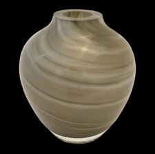 Vintage Hand Blown Gray & White Swirl Art Glass Bud Vase 3.5
