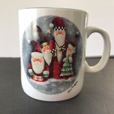 Vtg Christmas Santa Coffee Hot Chocolate Mug Cup Signed by Elaine Thompson 1997 picture