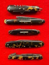 COLLECTION OF 5 RARE VINTAGE & ANTIQUE “ACETATE” KNIVES - REPAIR OR PARTS  (773) picture