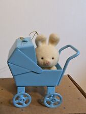 Vintage Avon Spring Bunny Collection Bunny In Blue Baby Carriage Ornament picture