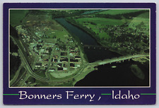 Aerial View Bonners Ferry Idaho ID Downtown Bridges Kootenai River Postcard B21 picture