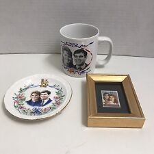 Prince Andrew & Sarah Ferguson Lot Collectibles Plate Framed Stamp Coffee Mug picture